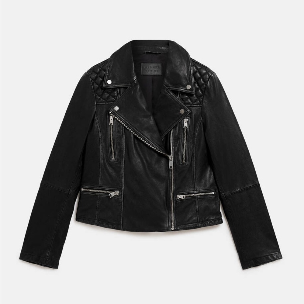 AllSaints Cargo Distressed Leather Biker Jacket